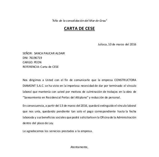 Carta De Despido Modelo Chile - t Carta De