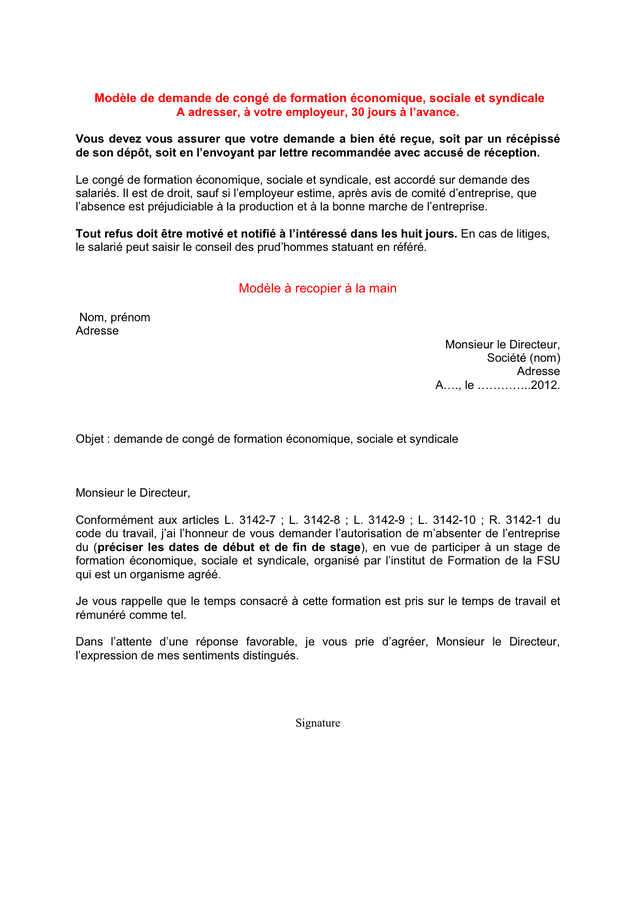 lettre pour partir en vacances