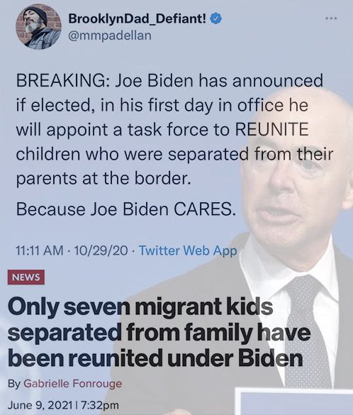 Hypocrite: Brookyn Dad praises Biden for promising to reunite immigrant family. Udate showed no such thing happened.