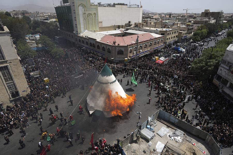 Shiite Muslims gather for a re-enactment of the 7th century battle of Karbala.