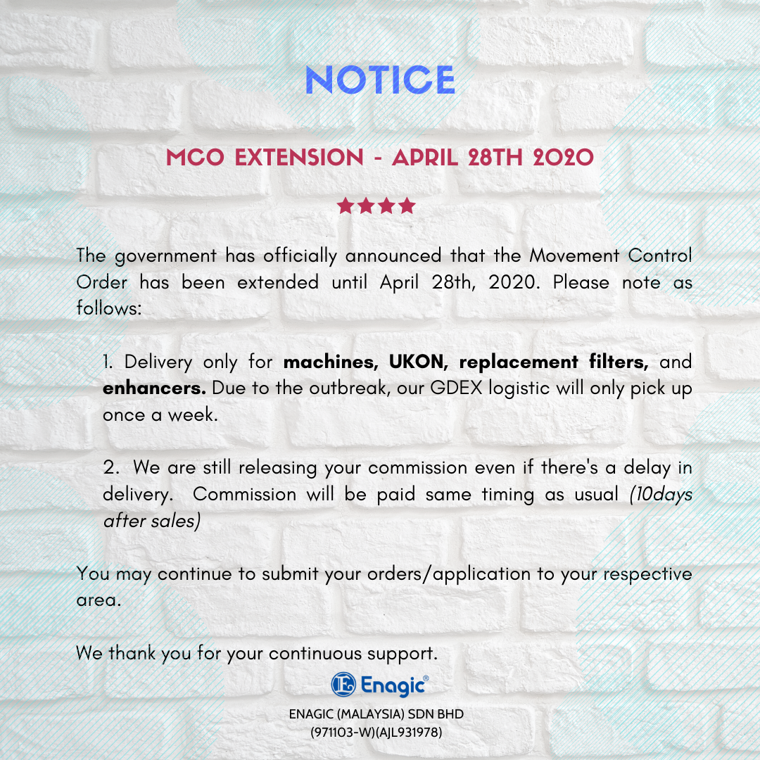 In malaysia broadband, mcmc/skmm 09/04/2020 comments off on mcmc observed high internet adherence to the movement control order (mco) by remaining indoors at all times saw 23.5% higher. Notice Mco Extension April 28th 2020 Enagic Malaysia Sdn Bhd
