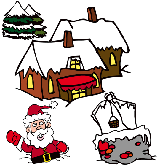 Colorie le manteau du père noël en rouge, son pantalon, ses gants et son bonnet aussi. Dessin Noel Dans Le Village Le Pere Noel S Enfonce Dans La Neige Chanson Jingle Bells En Image