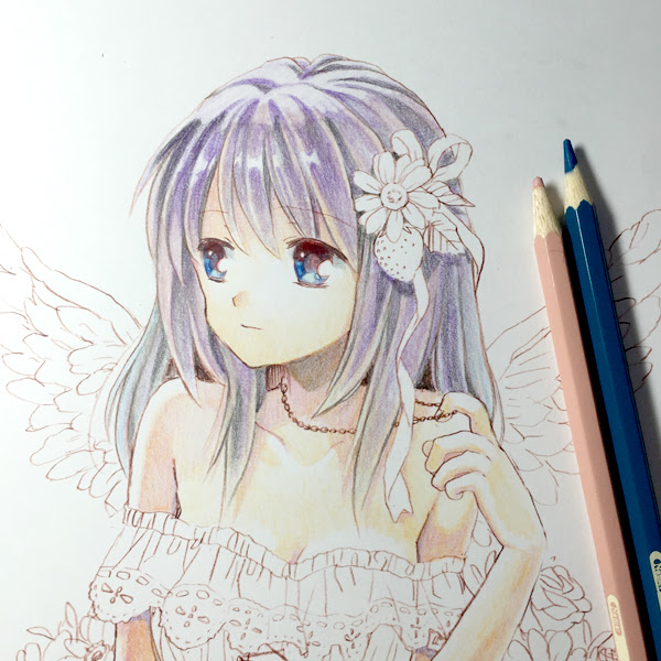 ディズニー画像のすべて 最新綺麗 色鉛筆 イラスト 女の子