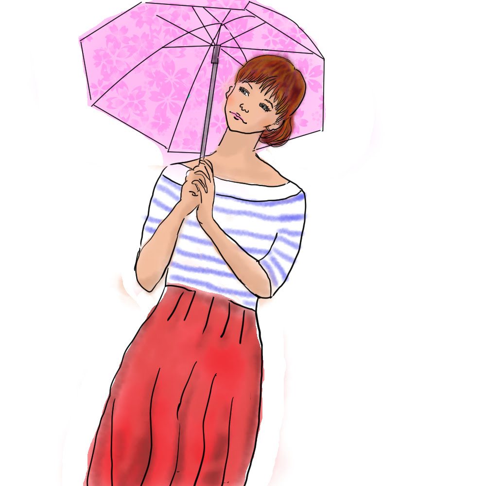 かわいい動物画像 無料印刷可能女性 傘 持つ イラスト