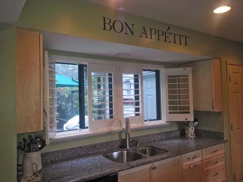 What do you put over a kitchen sink window? Plantation Shutters Wood Window Shutters