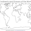 Continents And Oceans Of The World Blank Map