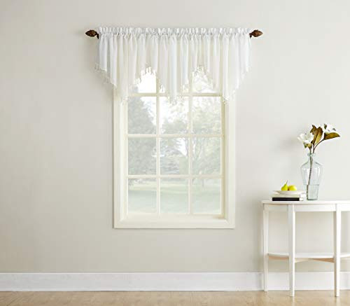 Includes 2 swags together measuring 52 w x 36 l with 1 1/2 rod pocket. No 918 25904 Erica Crushed Texture Sheer Voile Beaded Ascot Rod Pocke Homeloft Europe