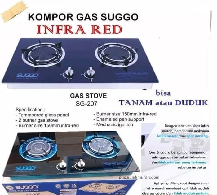 Ukuran Panjang Kompor Gas 2 Tungku KOMPORKITA