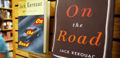 A hardback copy of the  50th-anniversary edition of Jack Kerouac's " On The Road" sits on the shelves at Borders Books in New York 20 August 2007. Based on Kerouac’s adventures with Neal Cassady, "On the Road"  tells the story of two friends whose four cross-country road trips are a quest for meaning and true experience. AFP PHOTO /  TIMOTHY A. CLARY (Photo by TIMOTHY A. CLARY / AFP)