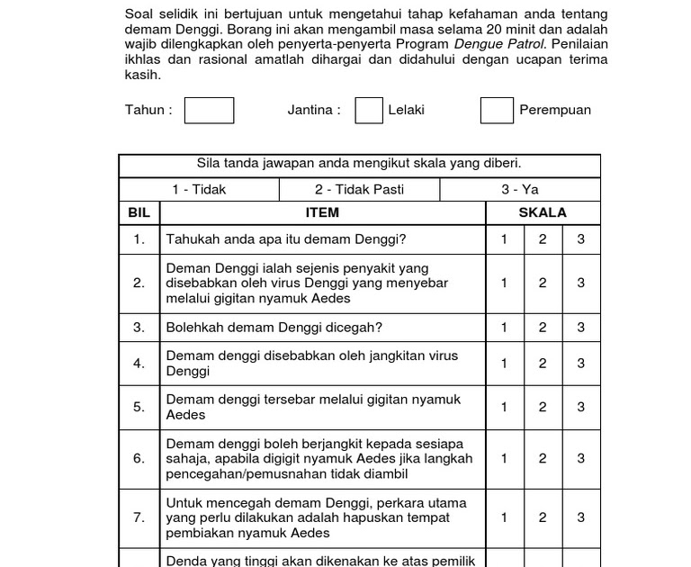 Contoh Soalan Kaji Selidik Makanan - Kecemasan h