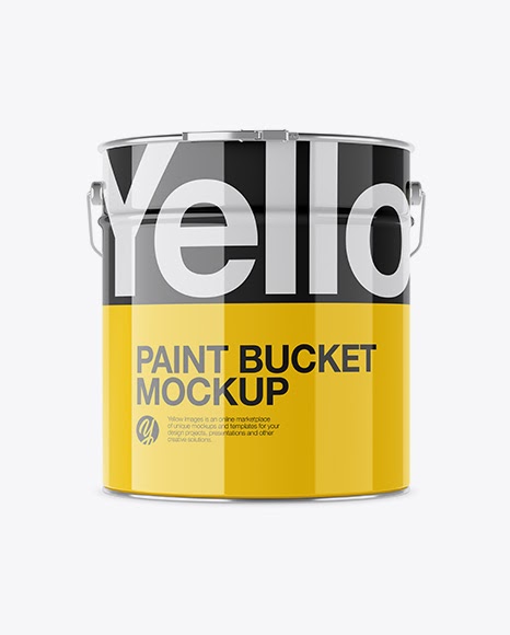 Download Glossy Paint Bucket Mockup - Front View PSD Template
