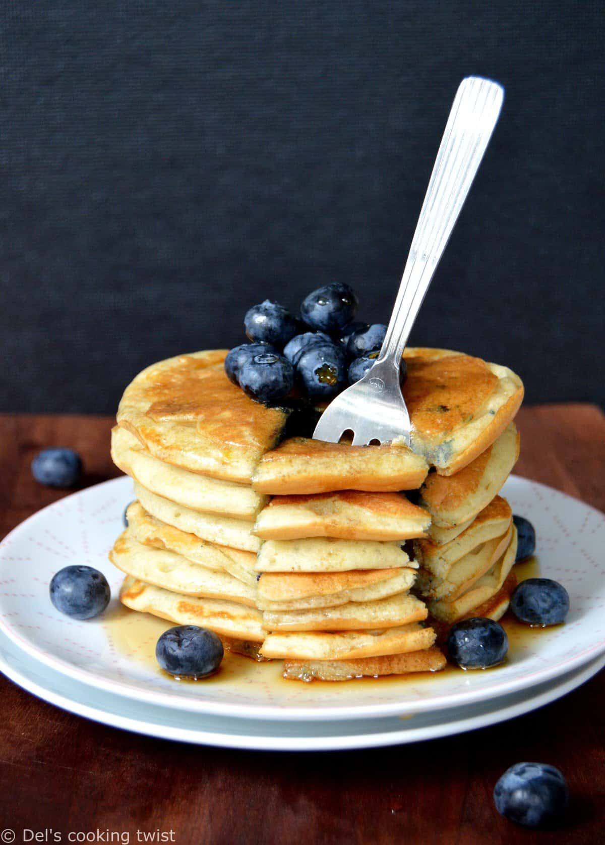 Watch the video showing you how to. Fluffy Greek Yogurt Blueberry Pancakes Del S Cooking Twist