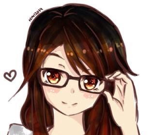 Brown Hair Kawaii Cute Anime Girl With Glasses