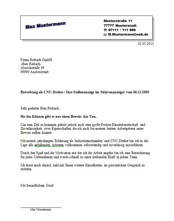 Bewerbungsschreiben Muster: Bewerbungsschreiben ...