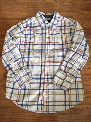 SALE Boys GAP KIDS Size XS 45 Years Long Sleeve Dress Shirt Blue Red Yellow 4 5