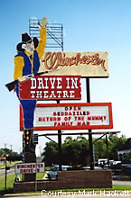 Oklahoma city's @winchesterdrive has been entertaining audiences from their cars since 1968! Roadside Peek Drive In Theatres Great Plains 1