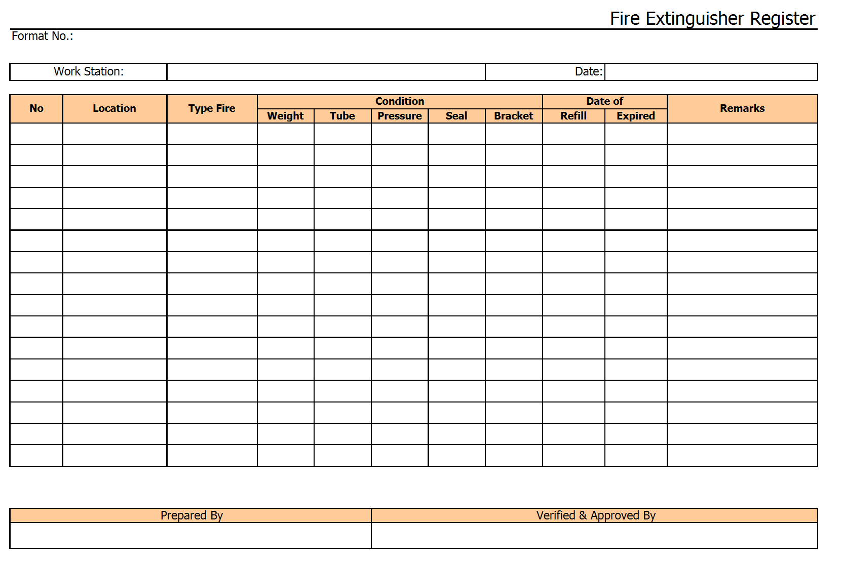 Free blank monthly employee schedule. Fire Extinguisher Register