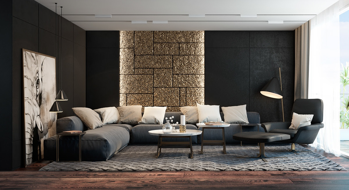 Modern living rooms make reference to mid century design cues such as using natural materials, having minimal details on furniture. Black Living Rooms Ideas Inspiration