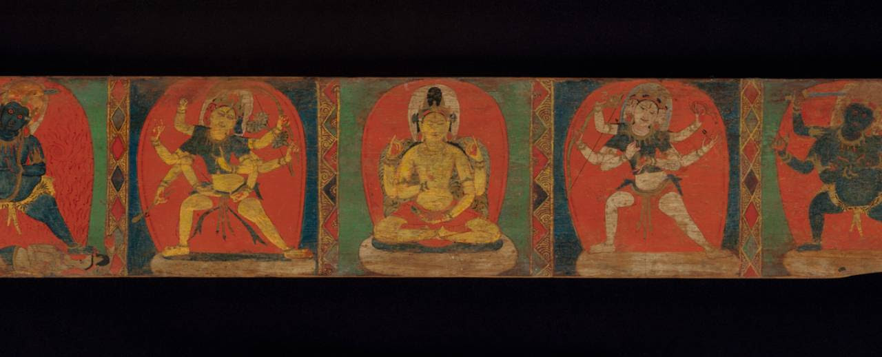 Par de capas de livro com divindades budistas