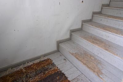 Particle board stair tread problem. How To Remove Particle Board Stair Treads
