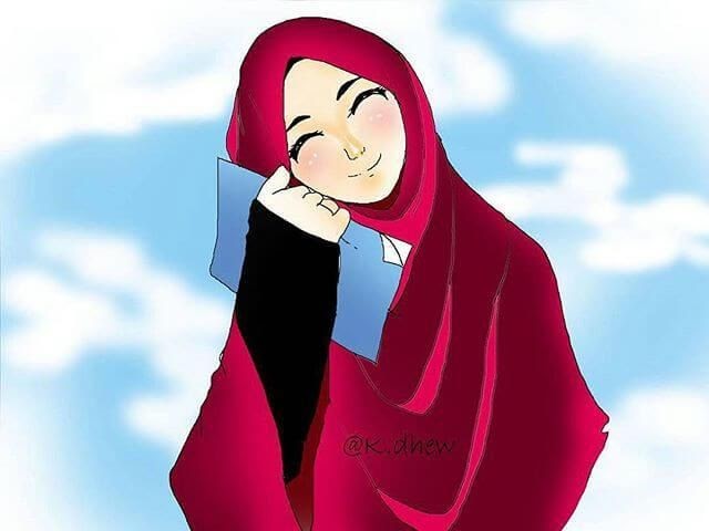 Gambar Animasi Kartun  Muslimah Terbaru status whatsapp 