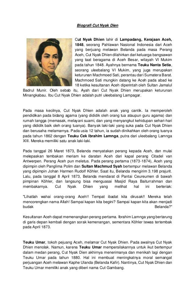  Contoh Biografi  Tokoh Pahlawan Contoh  Duri