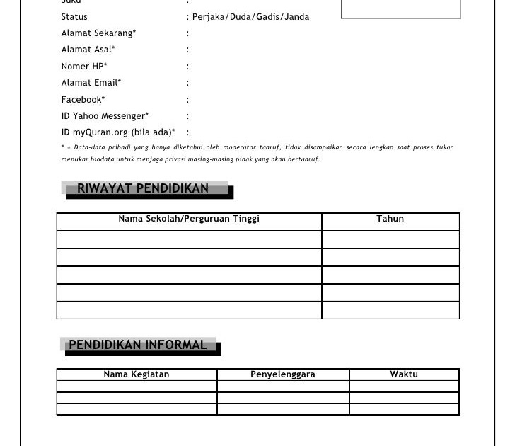 Contoh Biodata Format - Jobs ID 2017