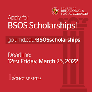 BSOS Scholarships are due Friday, March 25 at 12 pm.