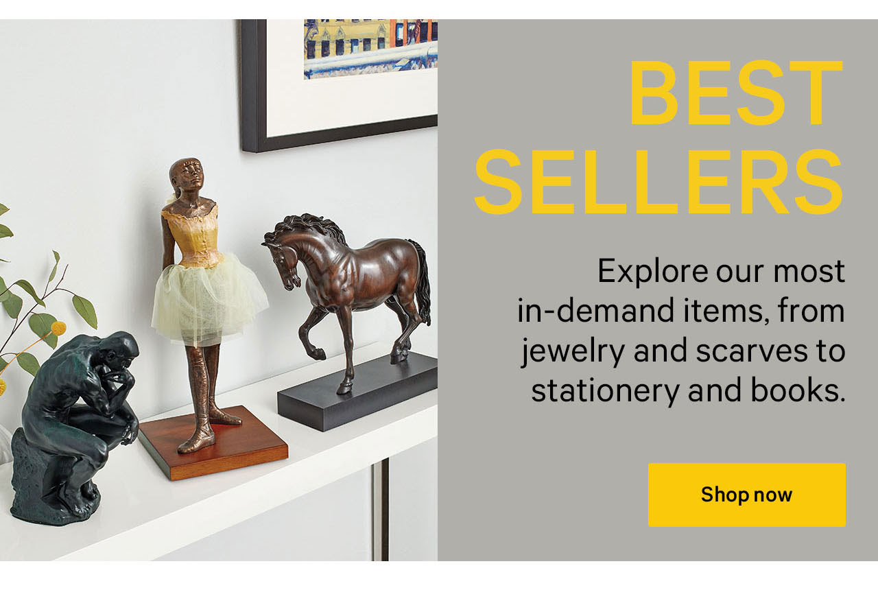 Best Sellers | Explore our most in-demand items, from jewelry and scarves to stationery and books. | Shop now