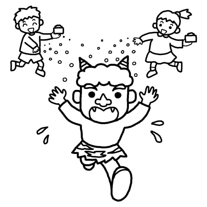 最高のイラスト画像 トップ100節分 イラスト 白黒
