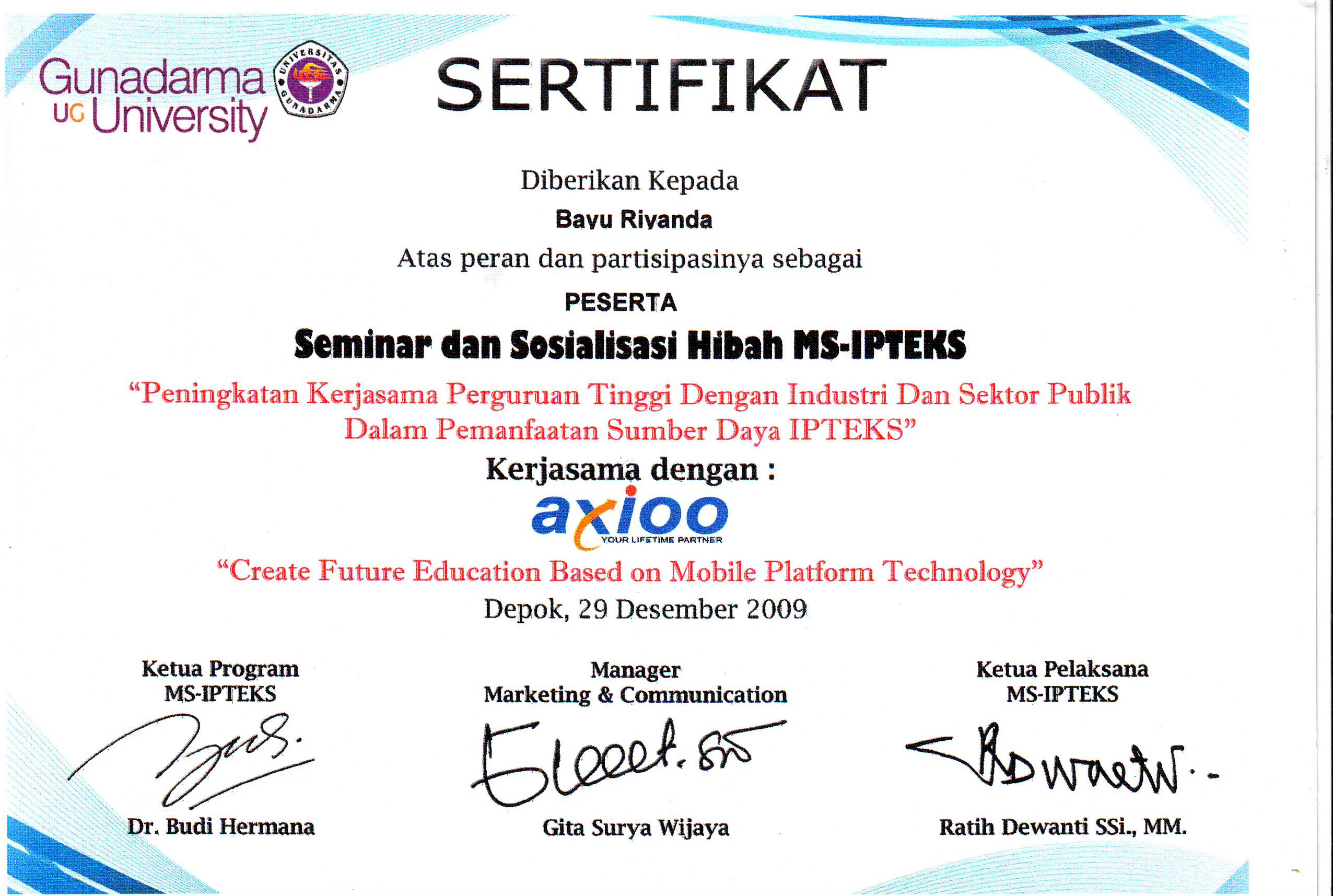 Contoh Sertifikat Seminar - LKIT 2017