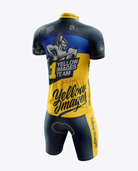 Download Mens Cycling Kit (Back Half Side View) Jersey Mockup PSD File 97.85 MB