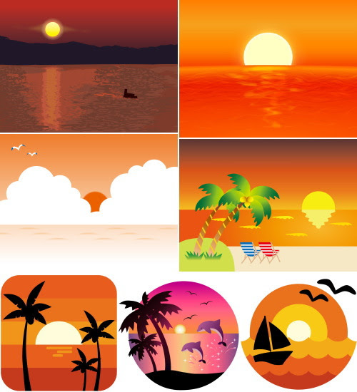最高のイラスト画像 上夕日 海 イラスト 簡単