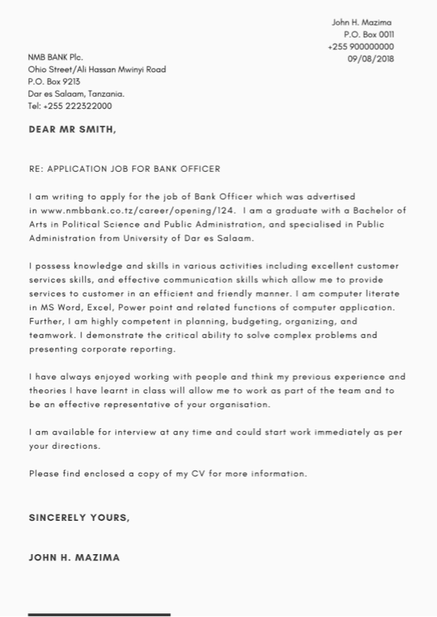 Include specific examples of situations in. Example Of Job Application Letter In Tanzania Job Retro