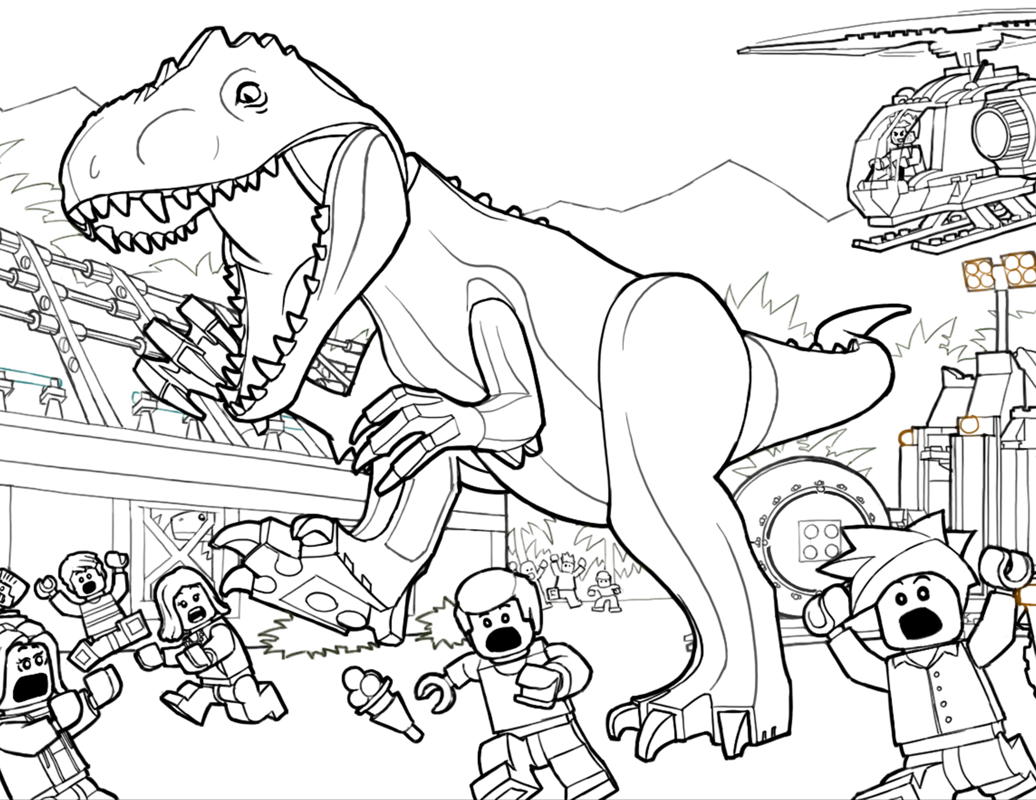 Разукрашка Лего Динозавры