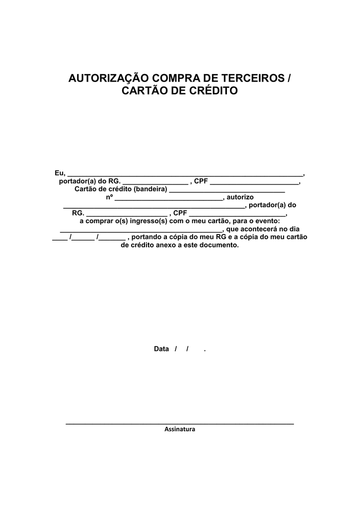 Carta De Autorização De Compra De Material - Vários Materiais