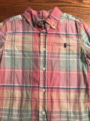 SALE Polo Ralph Lauren Boys Size 4 Multi Plaid Long Sleeve Button Front Shirt