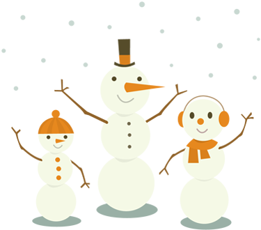 Three happy snowmen