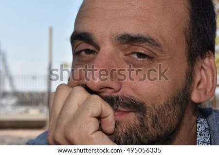 Marseille, France - October 06, 2016 : French cartoonist Pascal Gros at the 5th edition of the International festival of press and political cartoons at l'Estaque.