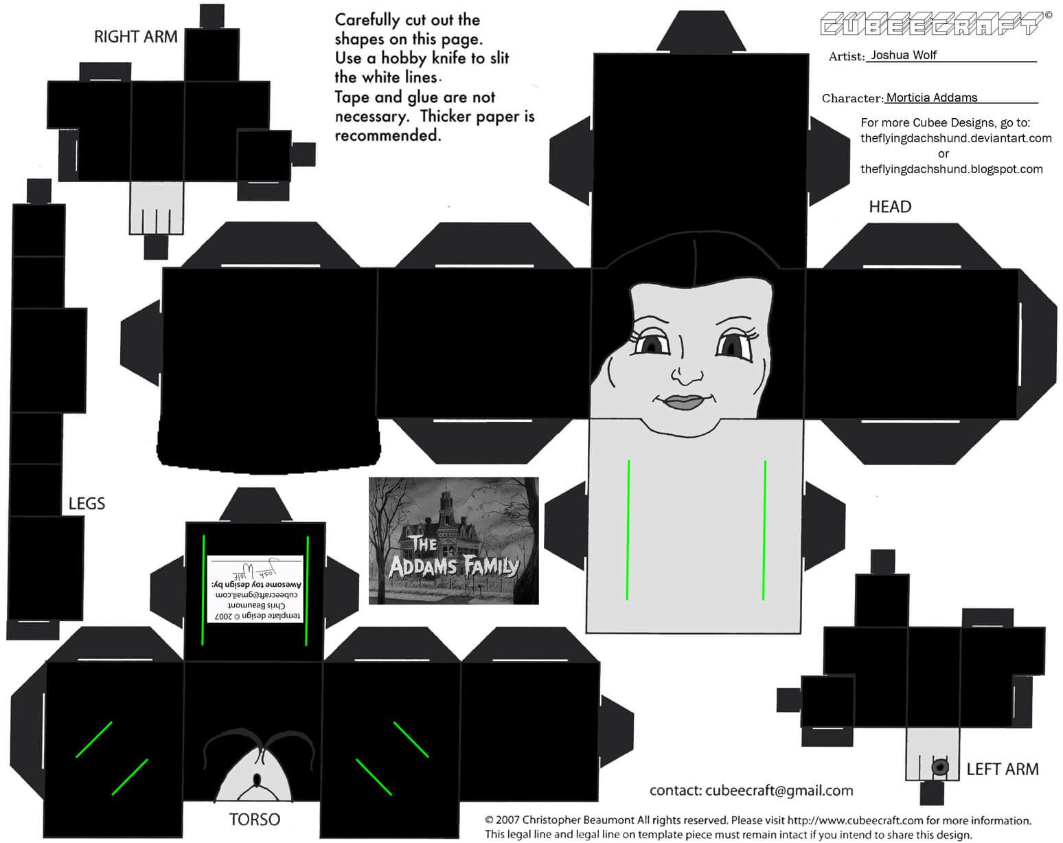 Please keep reading the whole description before purchasing. Morticia Addams Paper Toy Free Printable Papercraft Templates