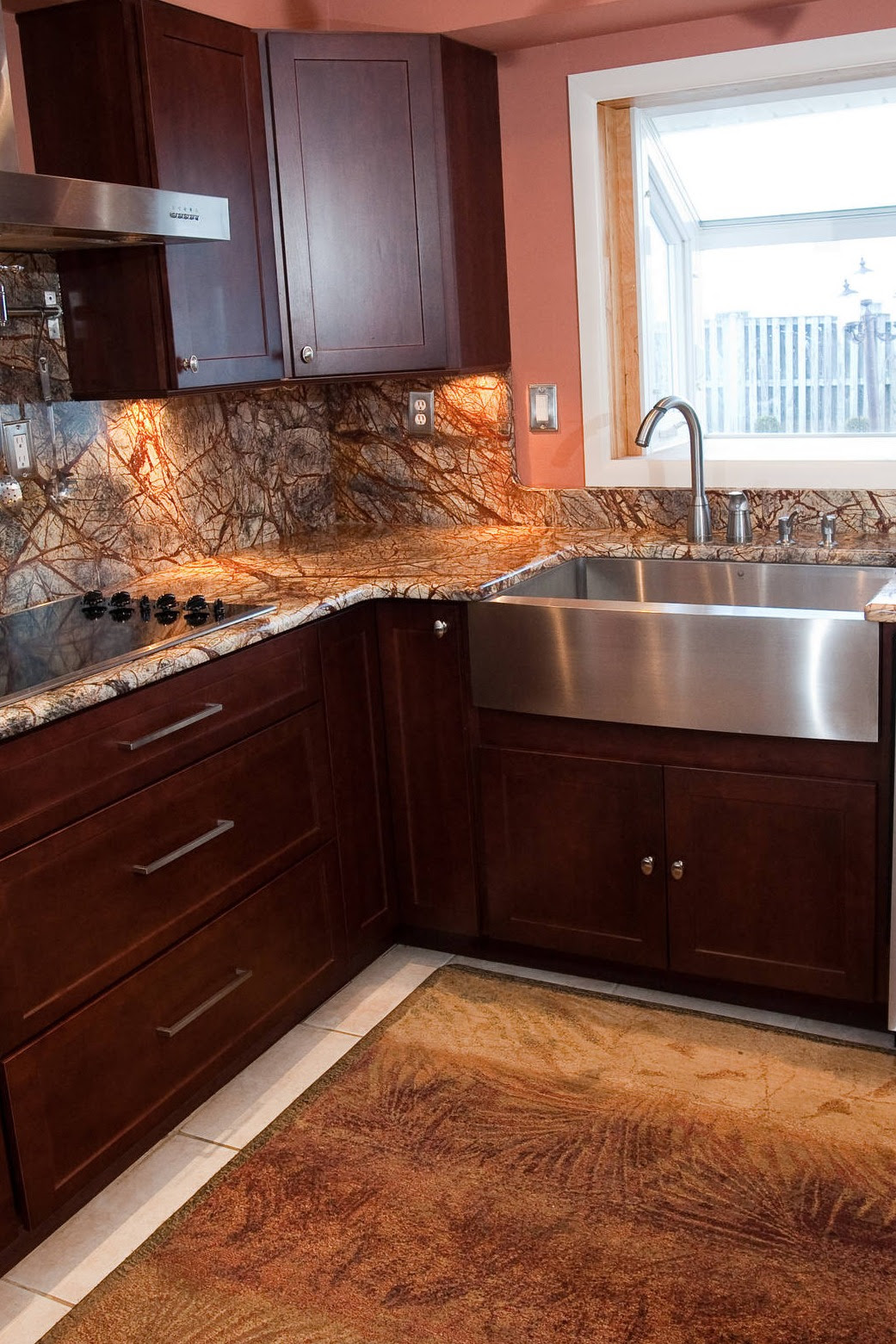 Custome your own brown backsplash to create a stunning look for your kitchen! 50 Popular Brown Granite Kitchen Countertops Design Ideas