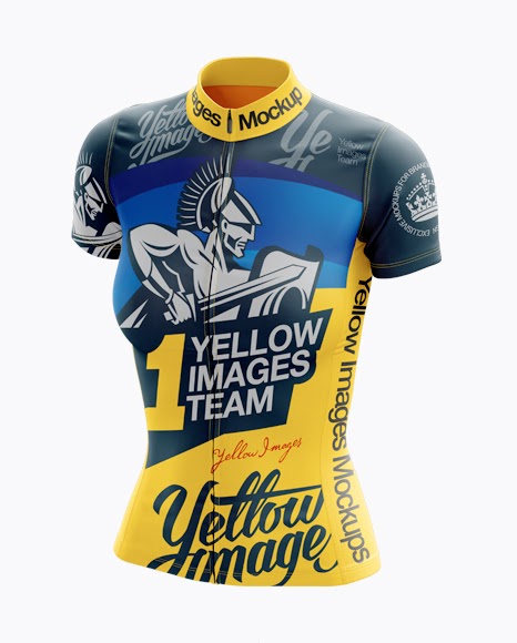 Women's Cycling Jersey PSD Mockup Front Half Side View