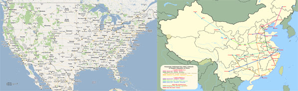 China and the US at the same scale