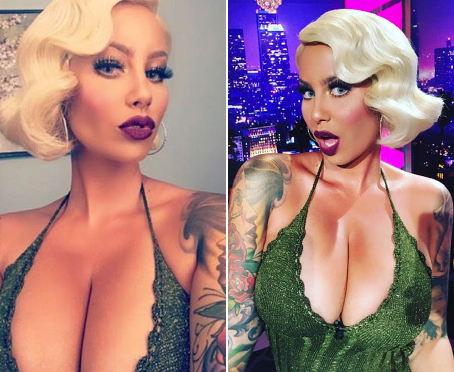 Amber Rose goes blonde and shows off her impressive cleavage