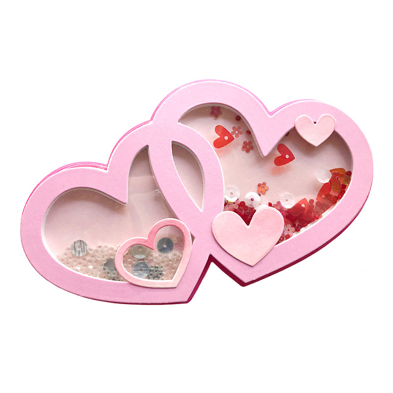 Image of Double Heart Mini Slimline Shaped Card Fold-it Die Set
