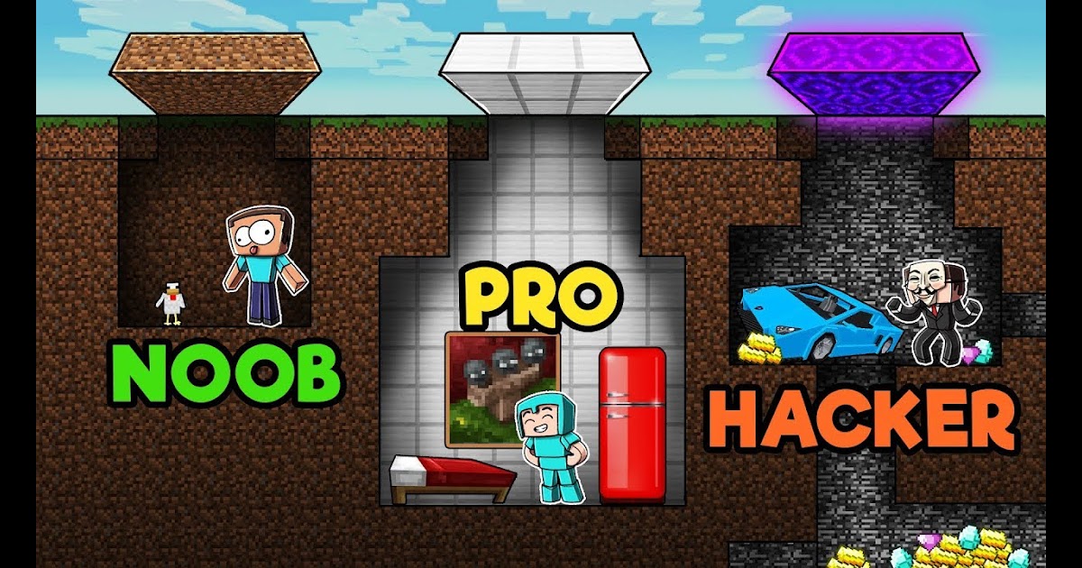 Noob Vs Pro Vs Hacker In Minecraft Ceria Kf - noob vs pro vs hacker roblox bee swarm