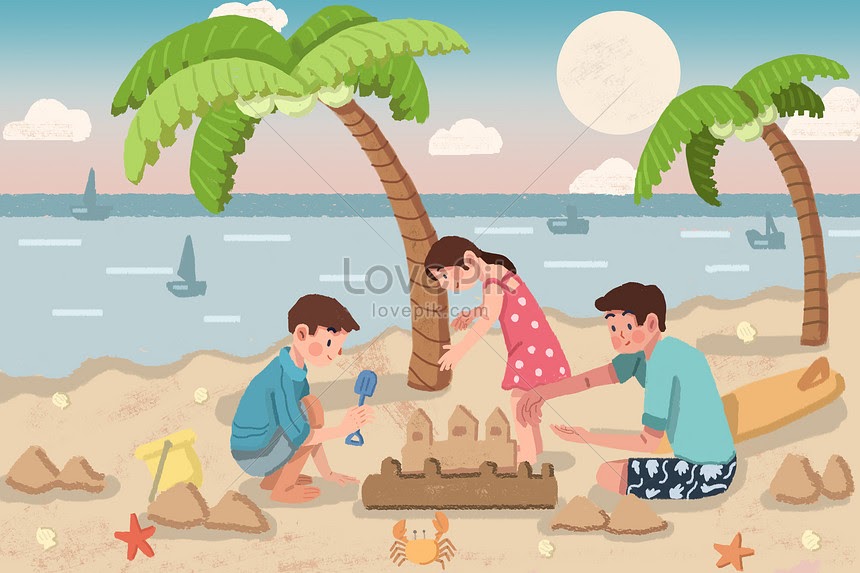 20 Trend Terbaru Gambar  Family Berenang Di Pantai  Kartun  