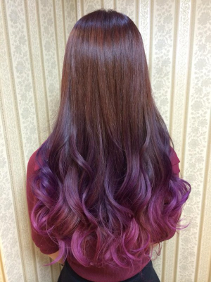ラブリーピンク 紫 グラデーション 髪 最高の花の画像