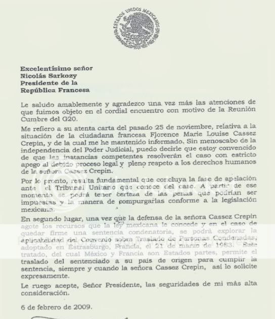 RENEGADOS EN SU TINTA: Carta enviada por F.Calderón a N 