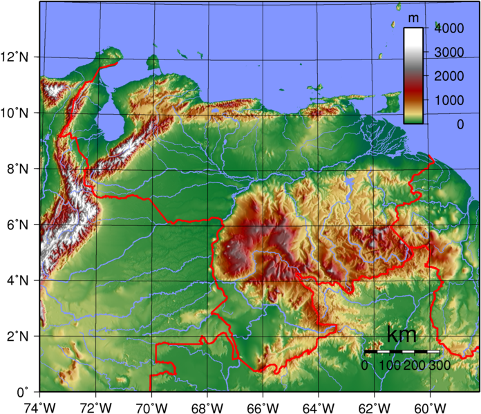 Weitere ideen zu venezuela, caracas, nachbarländer. Topographische Karte Venezuela